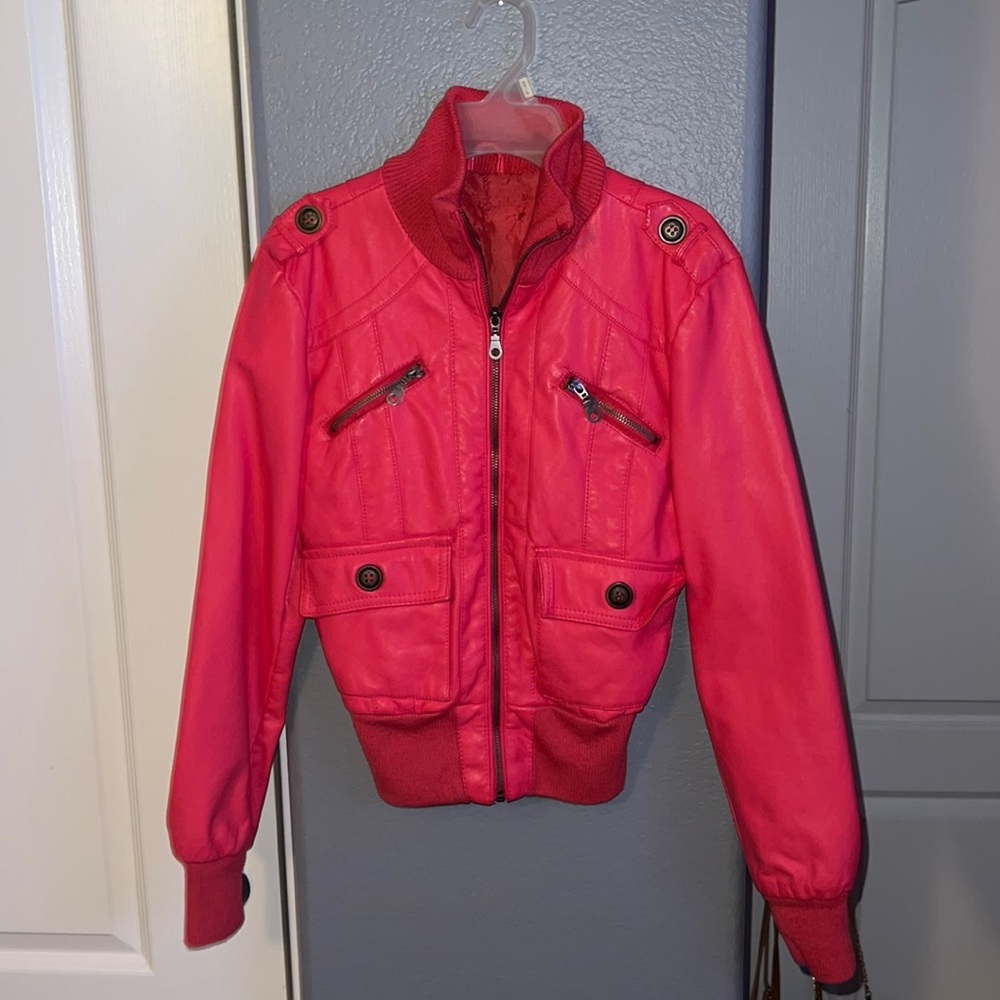 Red Faux Leather Jacket